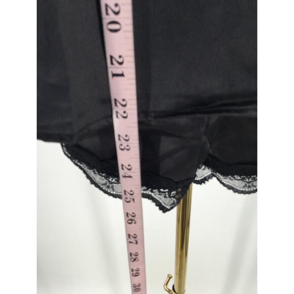 BEWICKED SZ L black satin lace trim cami 2 piece short sleep pajama set NWT 0B1 - Picture 5 of 11